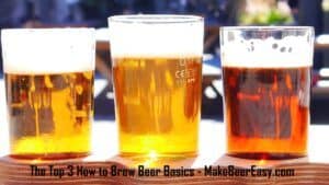 a flight of 3 home brewed beers blonde kolsch pale ale