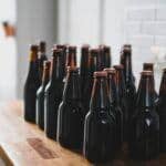 Homebrew beer in bottles on a shelf