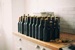 Bottled Homebrewed beer on Shelf