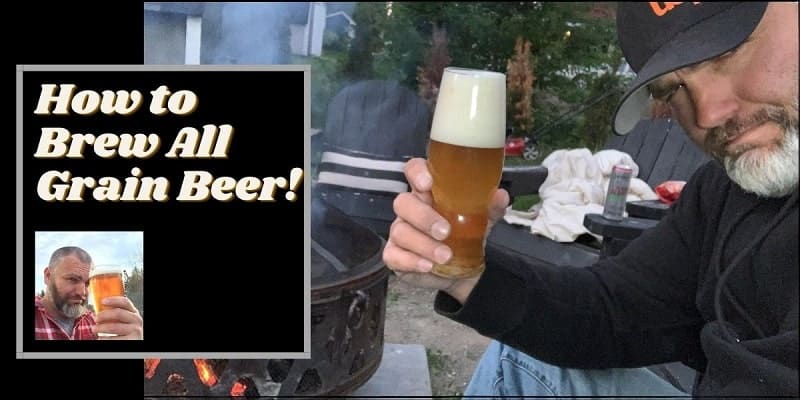 How to Brew All Grain Beer with a man sitting by a bon fire and beer in his hand.