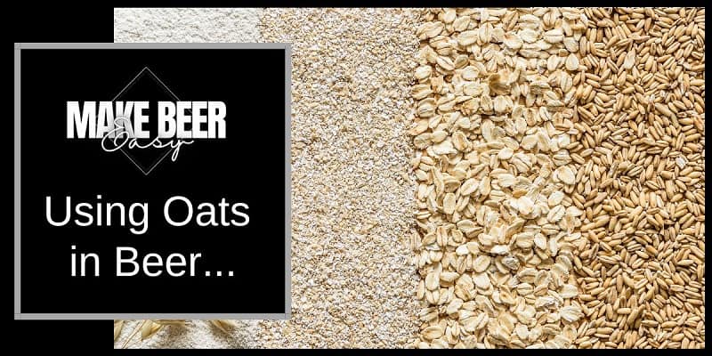 Four different typies of oats in beer laid next to each other.